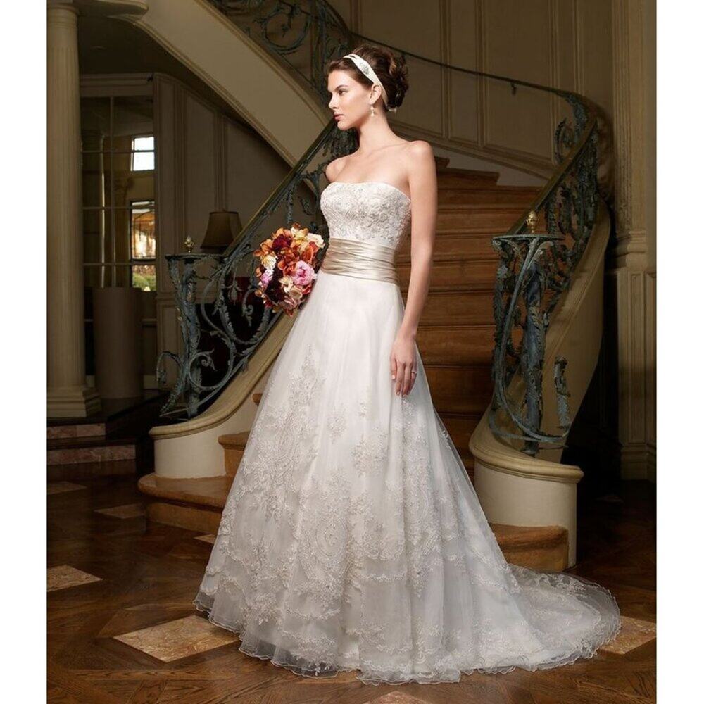 Casablanca Ivory Strapless Beaded Embroidered Bridal Gown Wedding Dress NWT - Picture 16 of 16